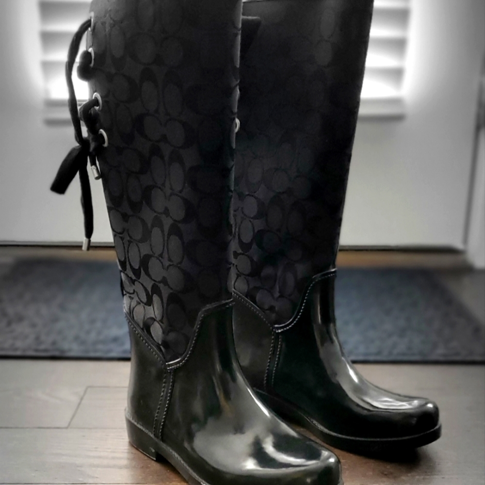 Coach rain boots in black